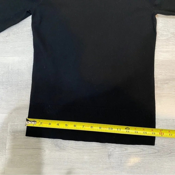 WHBM Lace Keyhole Neck and Ribbed Black Fitted 3/4 Sleeve Sweater Size S - Picture 8 of 15